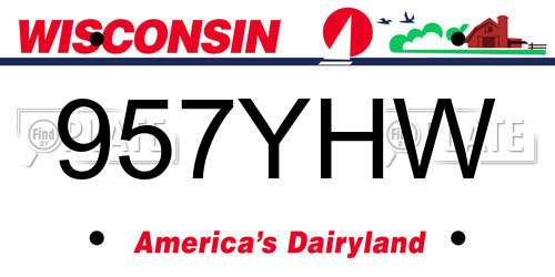 957YHW Wisconsin License Plate