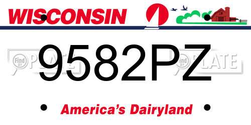 9582PZ Wisconsin License Plate