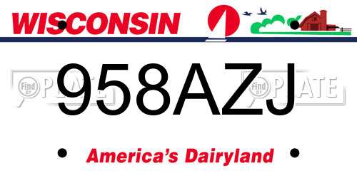958AZJ Wisconsin License Plate