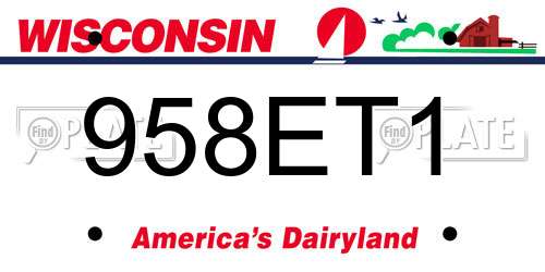 958ET1 Wisconsin License Plate