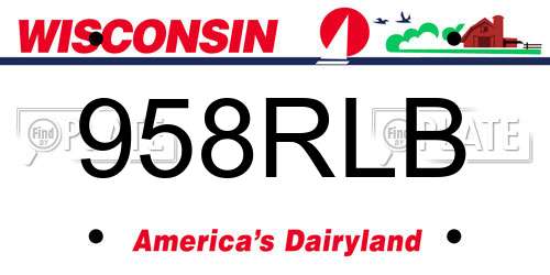 958RLB Wisconsin License Plate