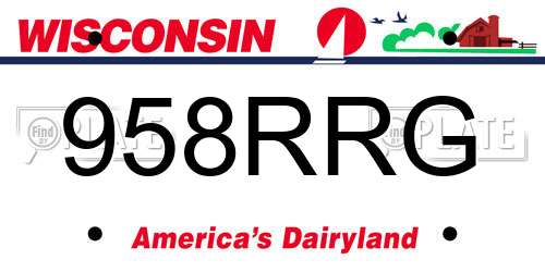958RRG Wisconsin License Plate