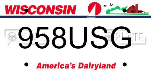 958USG Wisconsin License Plate