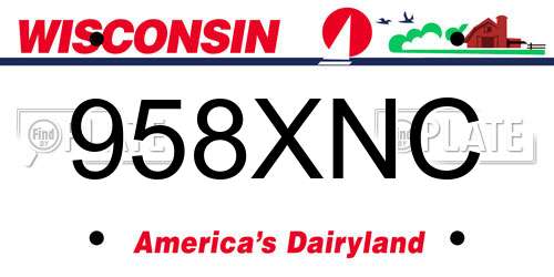 958XNC Wisconsin License Plate