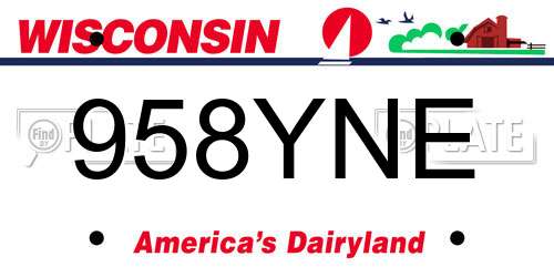 958YNE Wisconsin License Plate