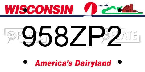 958ZP2 Wisconsin License Plate
