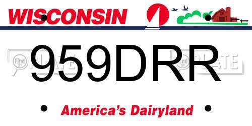 959DRR Wisconsin License Plate
