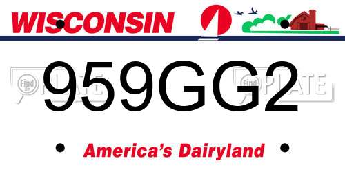 959GG2 Wisconsin License Plate