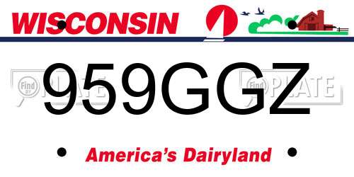 959GGZ Wisconsin License Plate