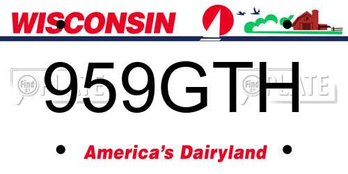959GTH Wisconsin License Plate