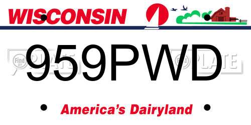 959PWD Wisconsin License Plate