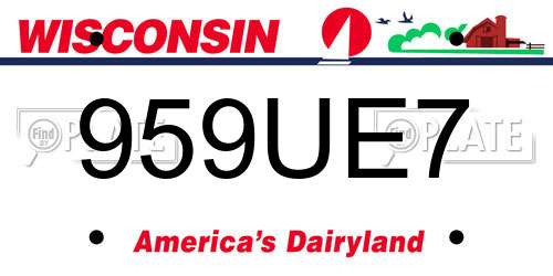 959UE7 Wisconsin License Plate