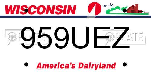959UEZ Wisconsin License Plate