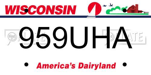 959UHA Wisconsin License Plate
