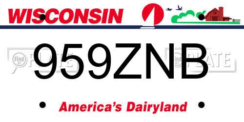 959ZNB Wisconsin License Plate