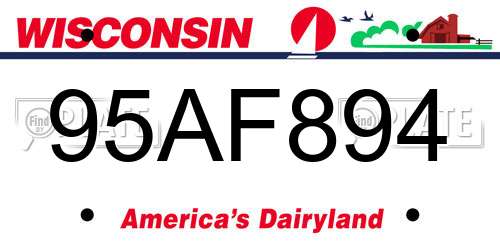 95AF894 Wisconsin License Plate