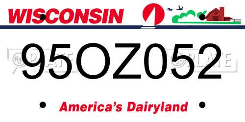 95OZ052 Wisconsin License Plate