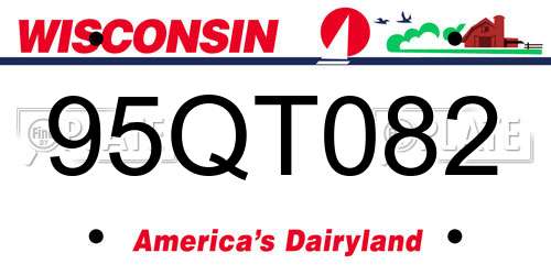 95QT082 Wisconsin License Plate