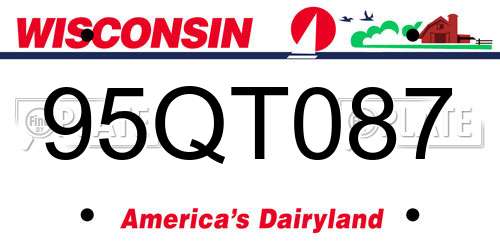 95QT087 Wisconsin License Plate