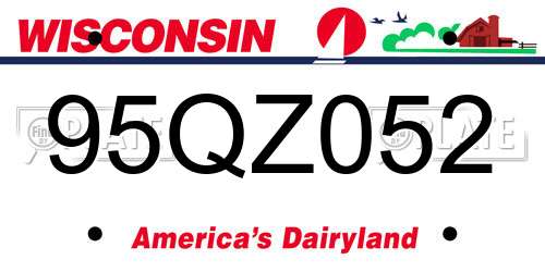 95QZ052 Wisconsin License Plate