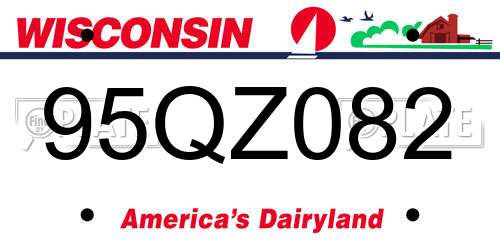 95QZ082 Wisconsin License Plate