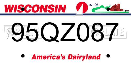 95QZ087 Wisconsin License Plate