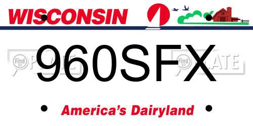 960SFX Wisconsin License Plate
