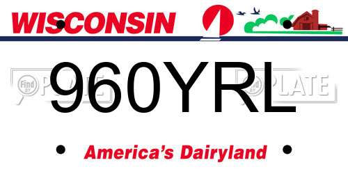 960YRL Wisconsin License Plate