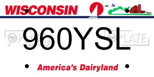 960YSL Wisconsin License Plate