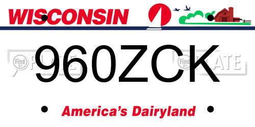 960ZCK Wisconsin License Plate