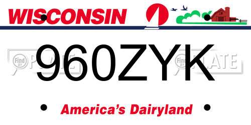 960ZYK Wisconsin License Plate