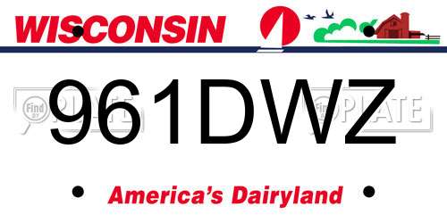 961DWZ Wisconsin License Plate
