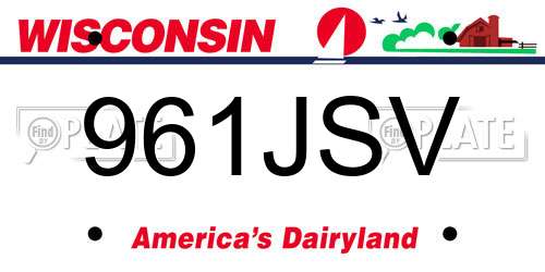 961JSV Wisconsin License Plate