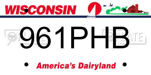 961PHB Wisconsin License Plate