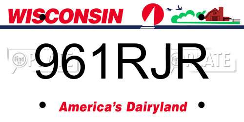 961RJR Wisconsin License Plate