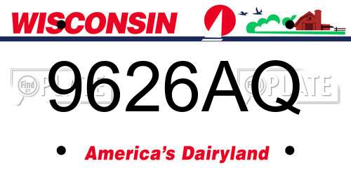 9626AQ Wisconsin License Plate