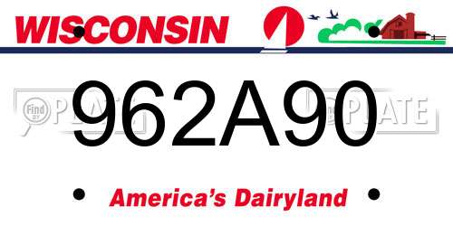 962A90 Wisconsin License Plate