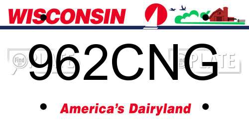 962CNG Wisconsin License Plate