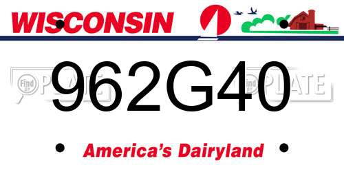 962G40 Wisconsin License Plate