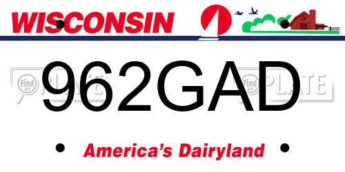 962GAD Wisconsin License Plate