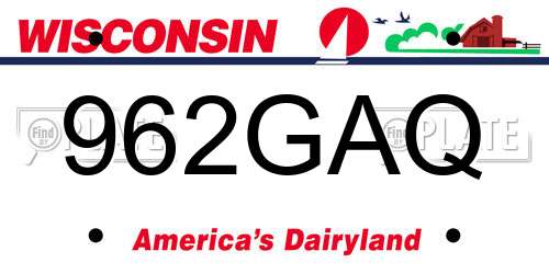 962GAQ Wisconsin License Plate