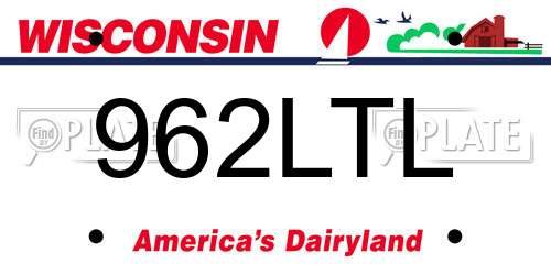 962LTL Wisconsin License Plate