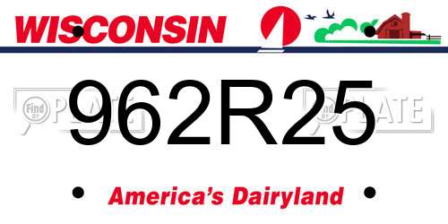 962R25 Wisconsin License Plate