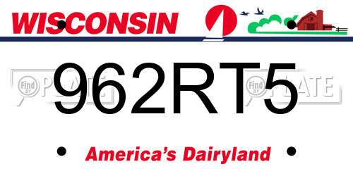 962RT5 Wisconsin License Plate