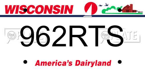 962RTS Wisconsin License Plate