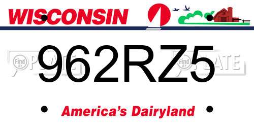 962RZ5 Wisconsin License Plate