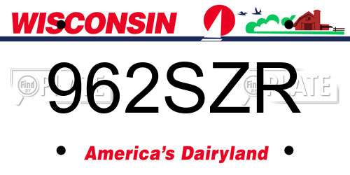 962SZR Wisconsin License Plate