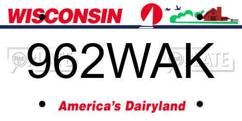 962WAK Wisconsin License Plate