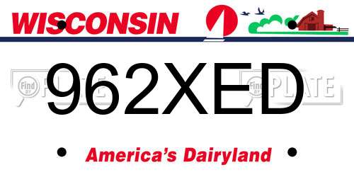 962XED Wisconsin License Plate