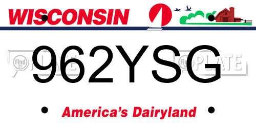 962YSG Wisconsin License Plate